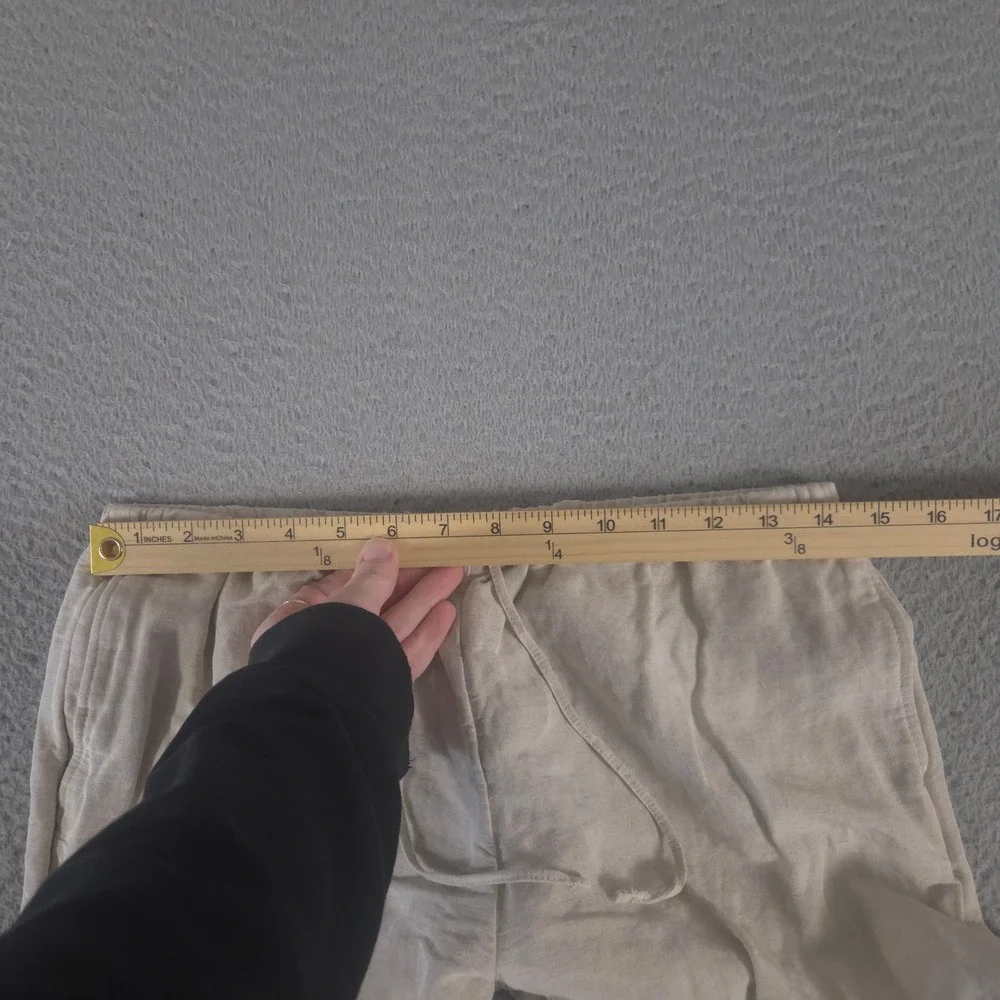 H&M Pants‎ Womens Small Straight-Leg Linen-Blend Drawstring Elastic Waist Pocket
